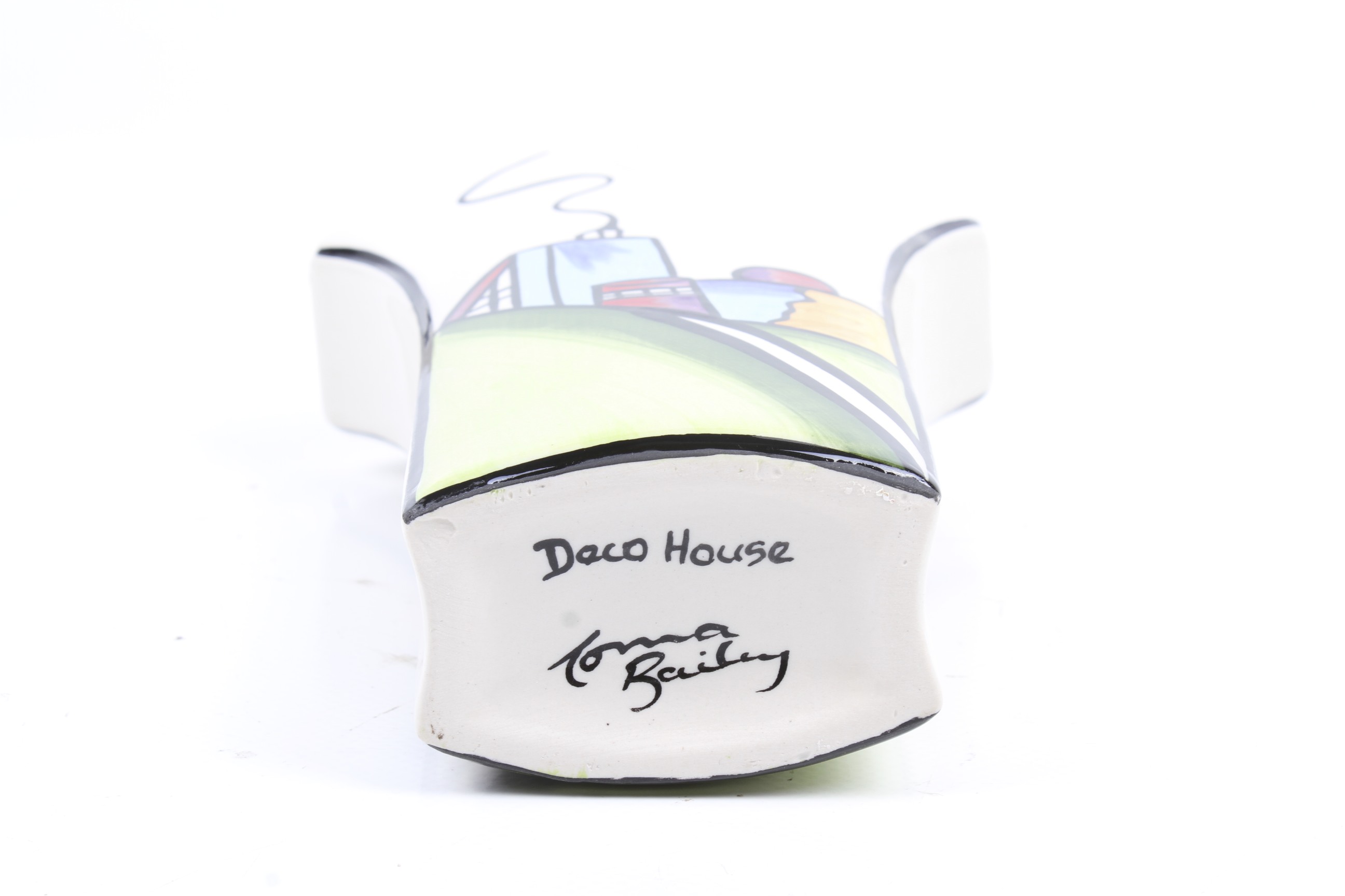 Lorna Bailey signed studio art pottery vase 'Deco House'. - Image 3 of 3