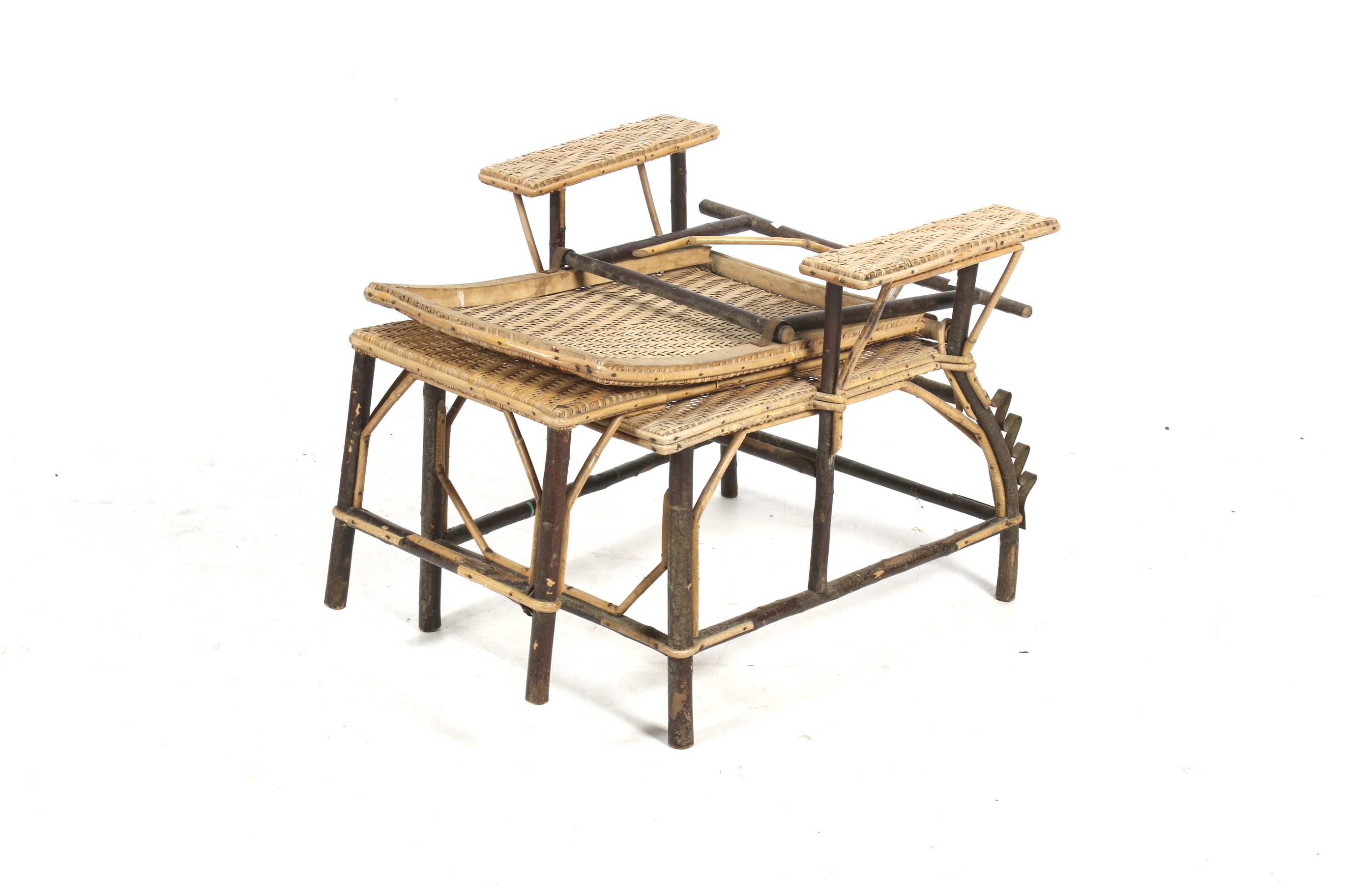 A mid-century plantation style rattan and beech branch framed lounger chair. - Image 2 of 2