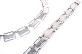 A Danish (?) silver pierced-panel fringe-type necklace and a matching bracelet each resembling