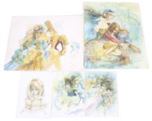 Five watercolour drawings by Brownie Downing Mansfield (Australian, 1924-1995).