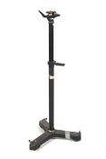 A photographic studio column camera support. Weighted on wheels. With a Manfrotto 115 head.