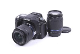 A Samsung GX 1S Digital SLR camera outfit. With two lenses; a D-Xenon 18-55mm f3.5-5.