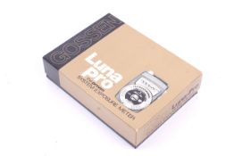 A Gossen Luna-Pro System Exposure Light Meter. With branded case, instruction manual and makers box.