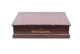 An early 20th century mahogany 'Photographs' box.