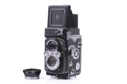 A Yashica 24 6x6 medium format TLR camera. With a Yashinon 80mm f3.5 taking lens.