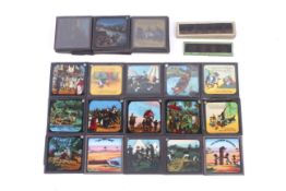 An assortment of magic lantern slides with similar panoramic examples.