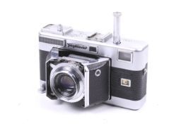 A Voigtlander Vitessa 35mm rangefinder camera. Chrome. With a Voigtlander 50mm f2.