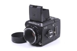 A Zenza Bronica EC 6x6 medium format SLR camera. Black, serial number CB322918.