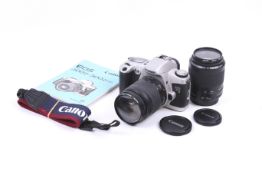 A Canon EOS 500n 35mm SLR camera outfit. With two lenses; a Canon Zoom 28-80mm f3.5-5.