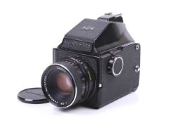 A Mamiya m645J 6x4.5 medium format SLR camera. With a Mamiya Sekor C 80mm f2.