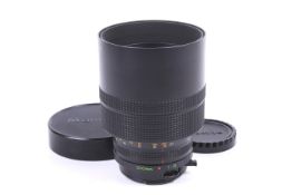 A Mamiya Sekor Reflex C 500mm f8 medium format SLR mirror lens. Serial No 11830.