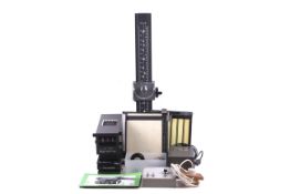 A Durst M605 6x6 medium format photographic darkroom enlarger, missing base board.