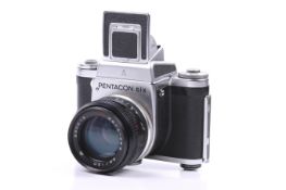 A Pentacon Six 6x6 medium format SLR camera. With a 120mm f2.