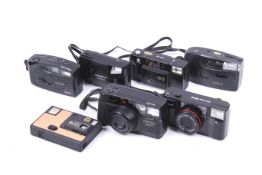 Seven compact point and shoot cameras.