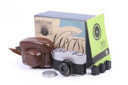A KMZ Narciss sub-miniature SLR camera. With a 35mm f2.