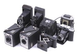 Eight box and folding cameras.