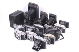 A collection of film cameras.