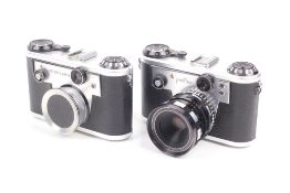 Two Corfield Periflex 35mm cameras. To include a Gold Star Periflex. Serial No. 810204 22.