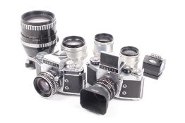 A comprehensive Ihagee Dresden Exakta 35mm SLR camera outfit.