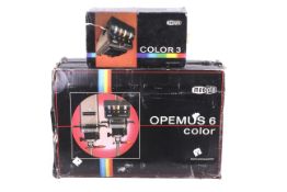 A Meopta Opemus 6 6x6 medium format photographic darkroom enlarger.