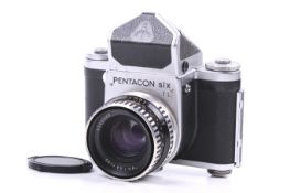 A Pentacon Six TL 6x6 medium format SLR camera. With an Aus Jena 80mm f2.