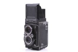 A Micro Precision Products M.P.P. Microcord II 6x6 medium format TLR camera. With a Ross London 77.