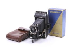 A Voigtlander Bessa 6x9 medium format folding camera. With a 10.5cm f6.