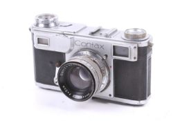 A Zeiss Ikon Contax II 35mm rangefinder camera. Chrome. Serial No. K55784.
