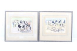 Two Juliet JEFFERY (20th-21st Century), 'Appleby Horse Fair' watercolour sketches.