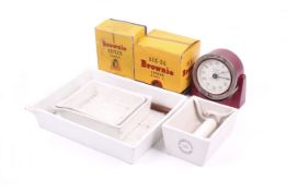 A small collection of early photographic equipment.