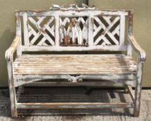 A vintage wooden garden bench.