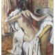 A print of an Edgar Degas pastel of a girl washing. 42cm x 39cm, framed and glazed. - Image 1 of 2