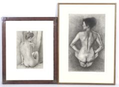 Two Mark Clark (1959) signed etching prints - nude study.