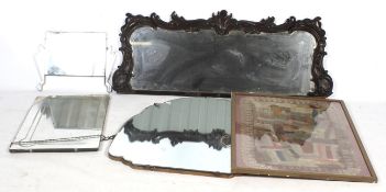 Four mirrors and a silk abstract picture.