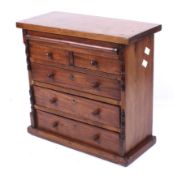 A Victorian mahogany Apprentice/Tradesman miniature chest of drawers.