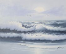 A contemporary oil on canvas. Depicting a seascape, signed 'Antonio', 39.5cm x 49.
