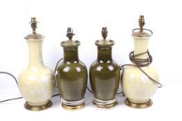 Two pairs of Chinese style 20th century table lamps.