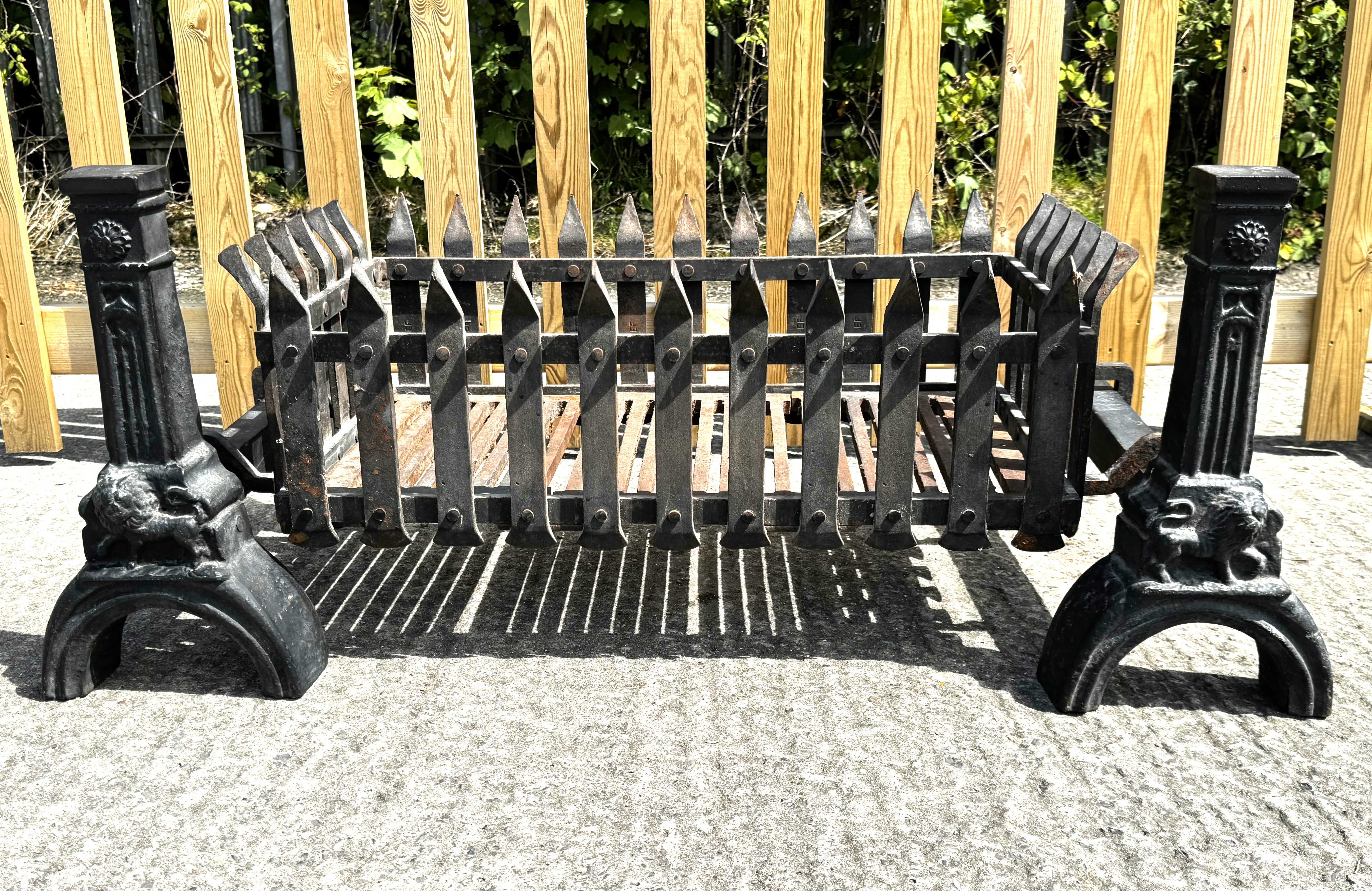 A cast iron fire grate.