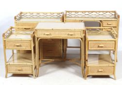 A bamboo framed rattan bedroom suite.