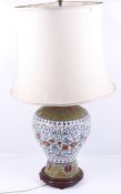 A large Chinese cloisonne table lamp.