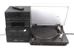 An assortment of music equipment.