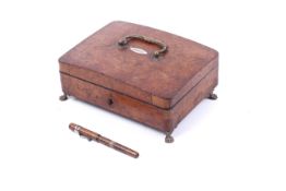 A 19th century burr walnut jewellery box and pen.
