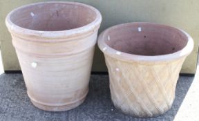 Two large terracotta pots. Of tapering form. Max.