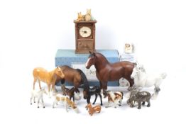 A collection of porcelain animals and figures.