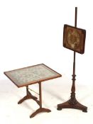 A Victorian fire pole screen and 20th century folding table.