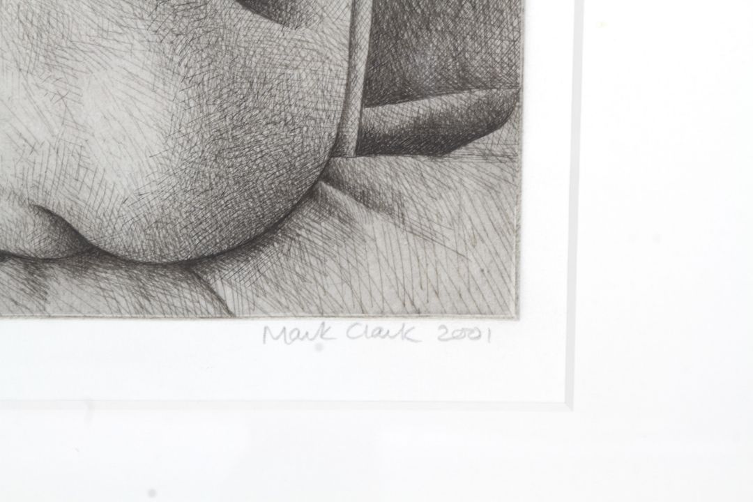 Two Mark Clark (1959) signed etching prints - nude study. - Image 2 of 2