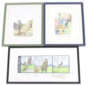 Oliver Preston (British, born 1962), three signed limited edition cartoon prints.
