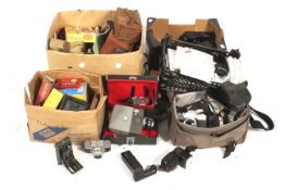 A large assortment of cameras and accessories.