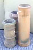 Three assorted 20th century ceramic chimney pots. Max.