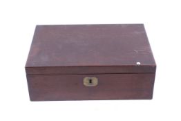 A 19th century mahogany writing box. With brass handles.